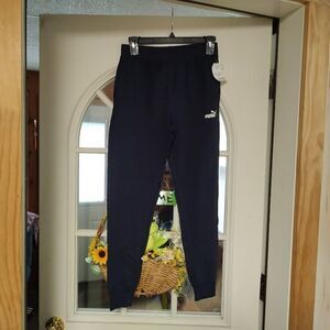 New Puma Navy Blue Sweatpant Joggers Unisex Kids 14/16